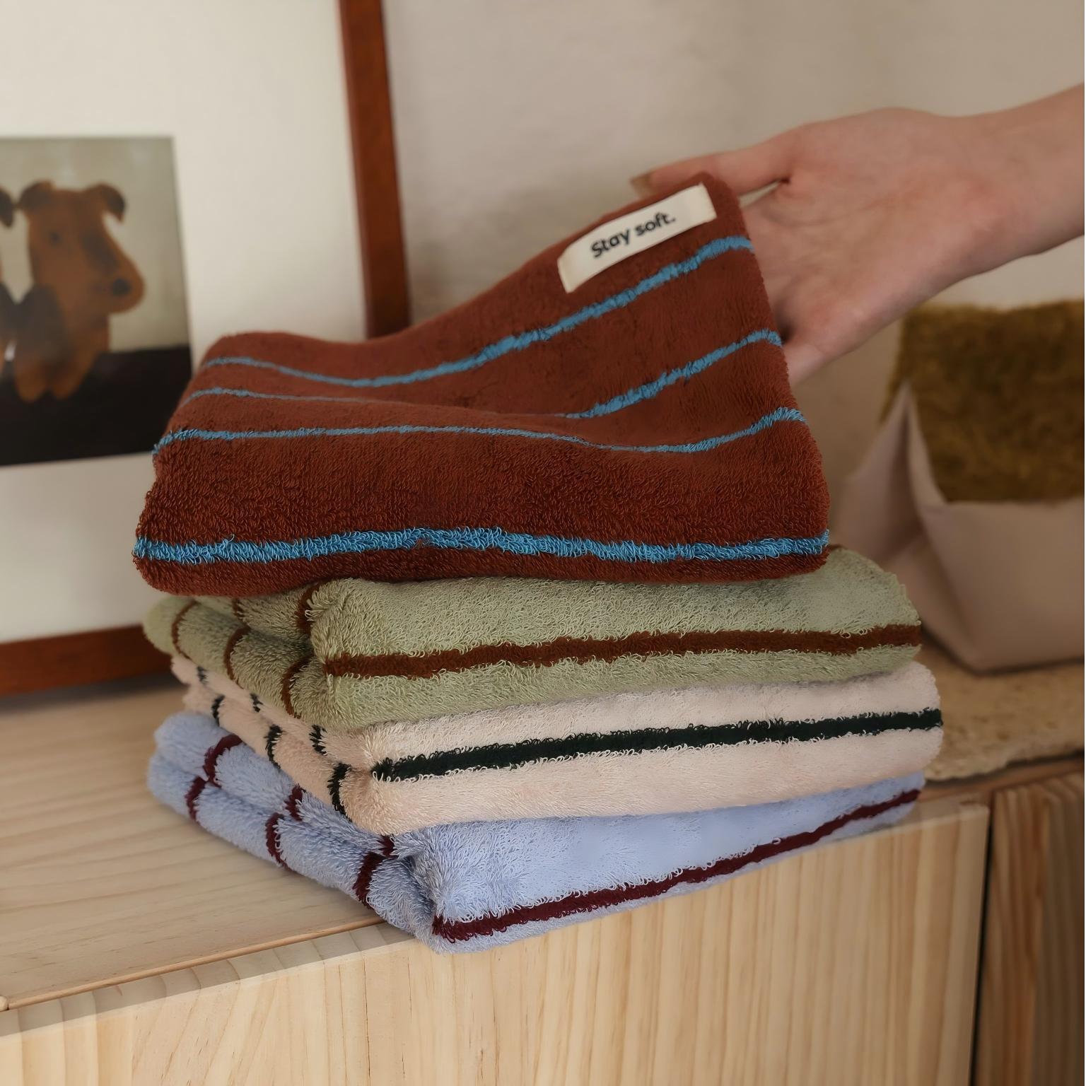 Cowace Color-blocking Striped Series Pure Cotton Bath Towels