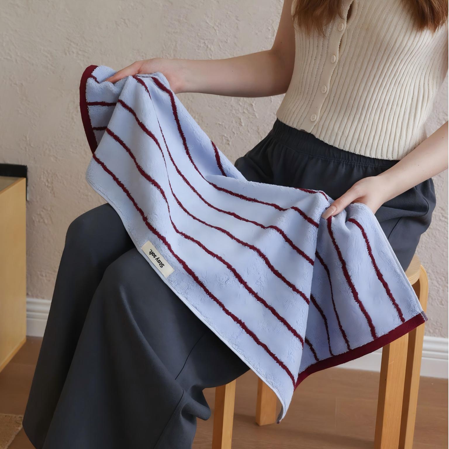 Cowace Color-blocking Striped Series Pure Cotton Bath Towels