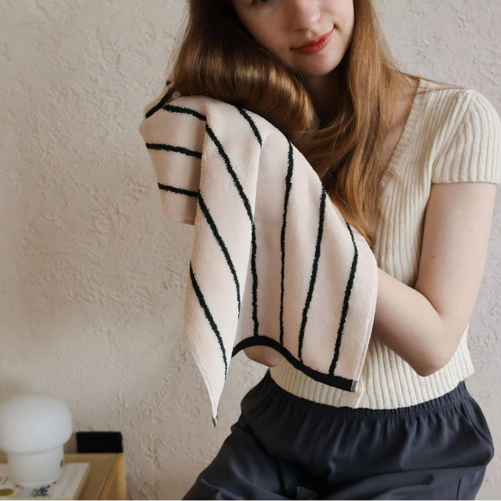 Cowace Color-blocking Striped Series Pure Cotton Bath Towels