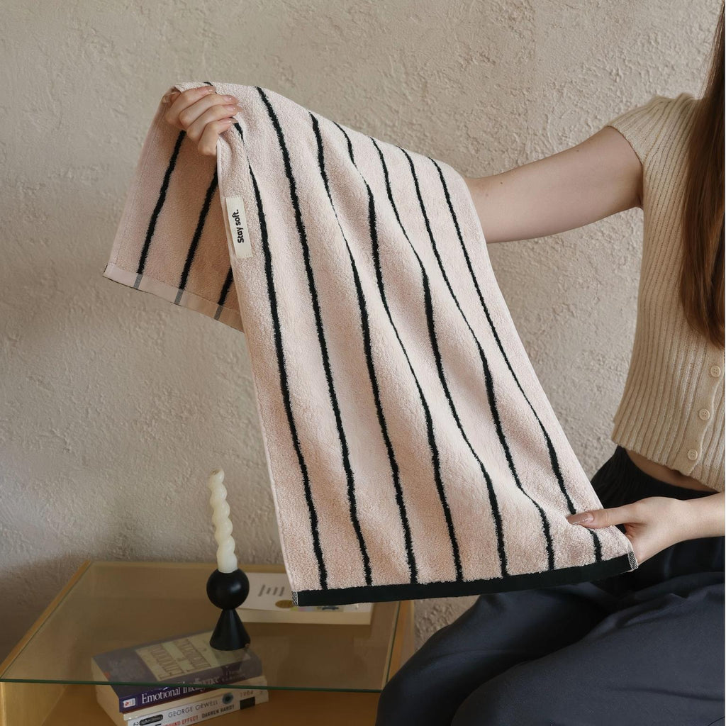 Cowace Color-blocking Striped Series Pure Cotton Bath Towels