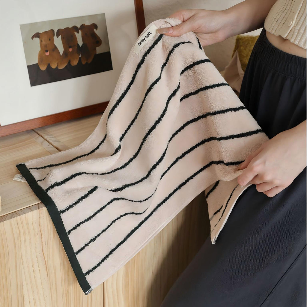 Cowace Color-blocking Striped Series Pure Cotton Bath Towels