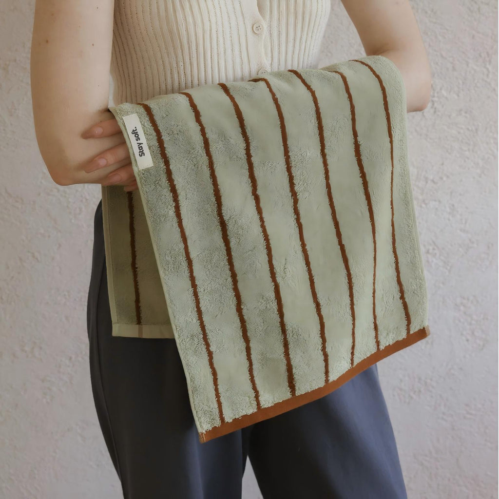 Cowace Color-blocking Striped Series Pure Cotton Bath Towels