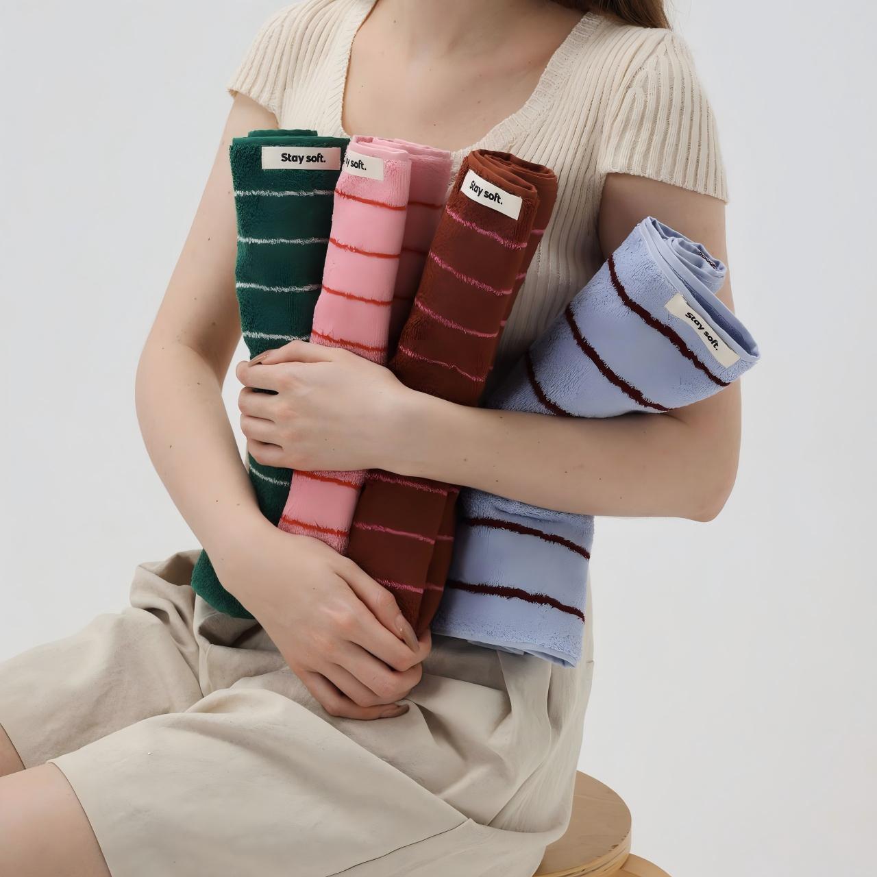 Cowace Color-blocking Striped Series Pure Cotton Bath Towels