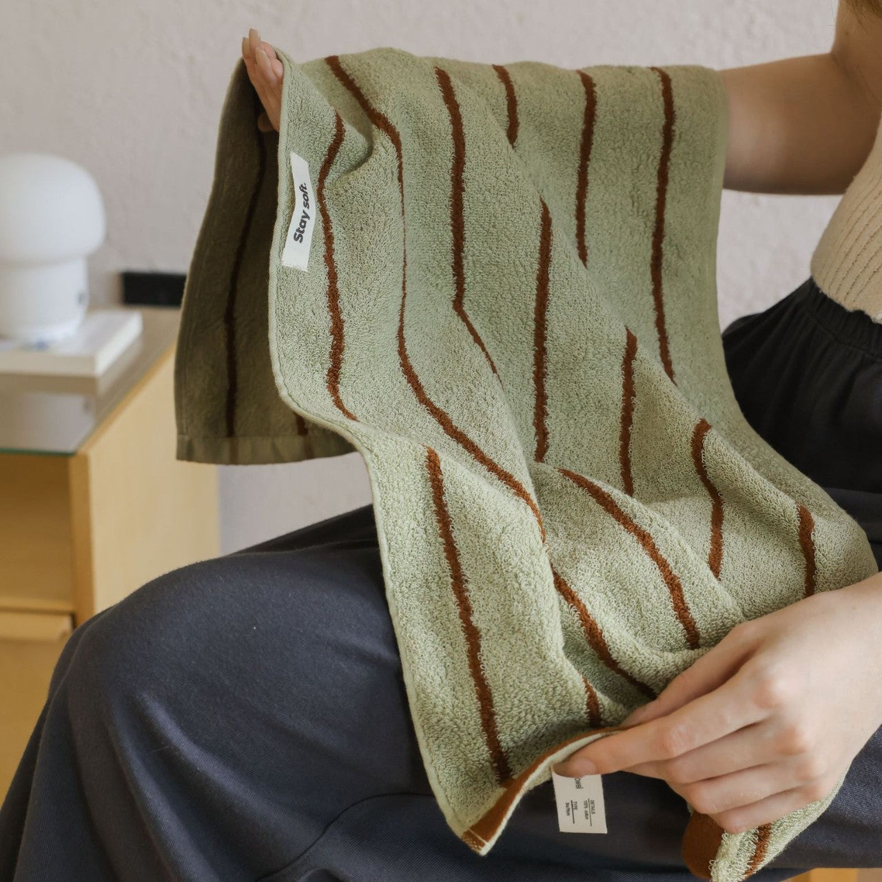 Cowace Color-blocking Striped Series Pure Cotton Bath Towels