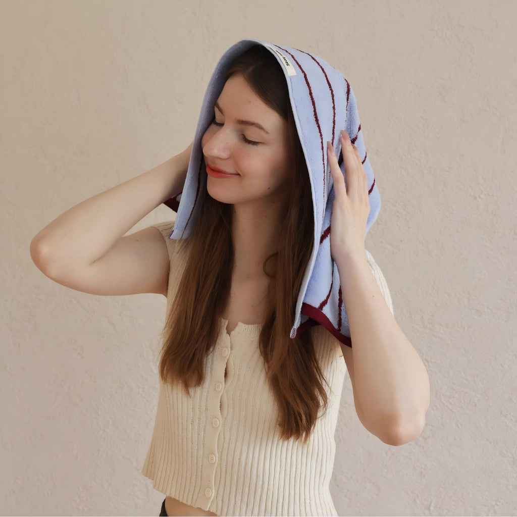 Cowace Color-blocking Striped Series Pure Cotton Bath Towels