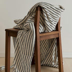 Cowace Loose Pinstriped Hooded Tie Bathrobe