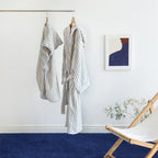 Cowace Loose Pinstriped Hooded Tie Bathrobe