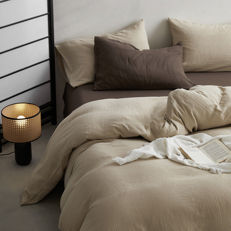 Cowace Pure Cotton Double-layer Crinkled Yarn Four-piece Set Bed Sheet