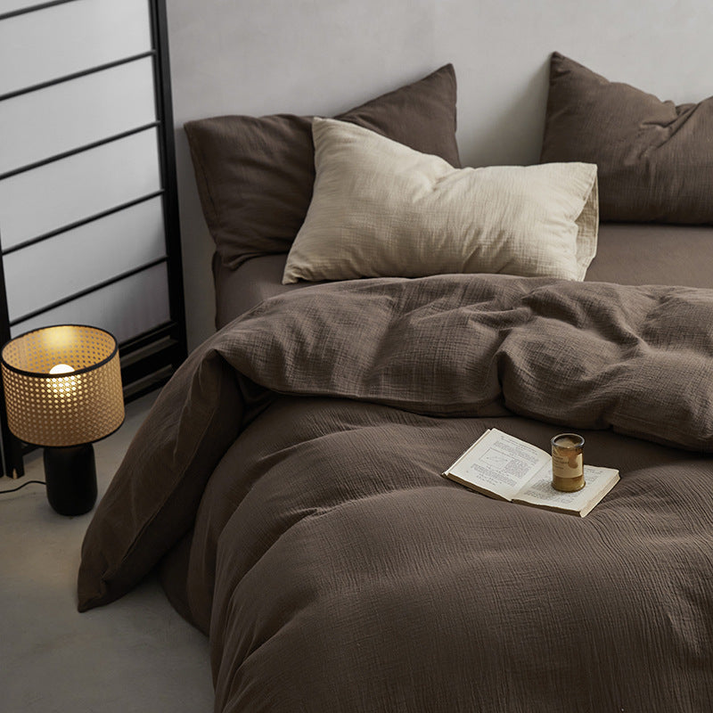 Cowace Pure Cotton Double-layer Crinkled Yarn Four-piece Set Bed Sheet