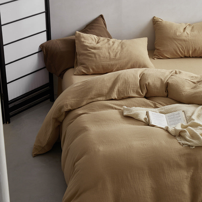 Cowace Pure Cotton Double-layer Crinkled Yarn Four-piece Set Bed Sheet