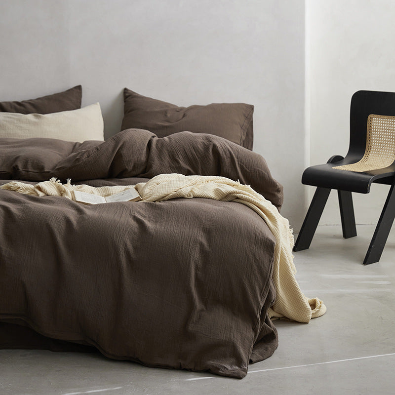 Cowace Pure Cotton Double-layer Crinkled Yarn Four-piece Set Bed Sheet